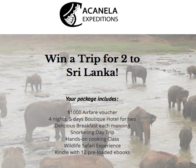 Win a Trip to SriLanka for 2 Sweepstakes