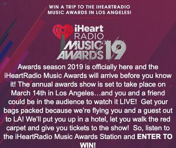 Win a Trip to the iHeartRadio Awards Sweepstakes