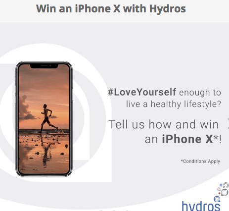 Win an iPhone X with Hydros