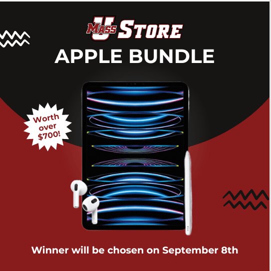 Win Apple iPad, Pencil & AirPods In The UMass Store's Apple Bundle Move-In Weekend Giveaway