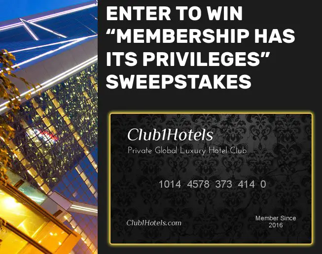 Win a Club1 Hotels Sweepstakes Membership!