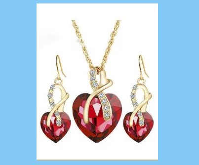 WIN Crystal Heart Necklace and Earrings Set