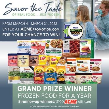 Win Free Frozen Food For A Year In The Acme Markets March Frozen Food Month Sweepstakes