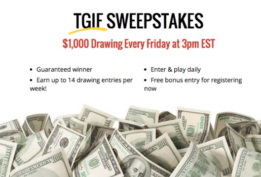 Need some money in your pocket? Win $1,000 Every Friday!