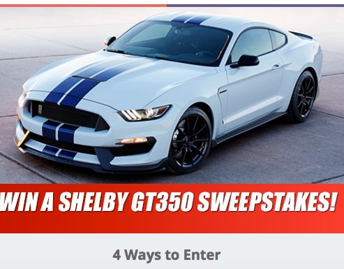 Win a New 2017 Ford Shelby GT350