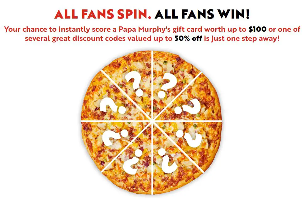 Win One Of Fifty $100 Papa Murphy's Gift Card In the For All Fans Sweepstakes