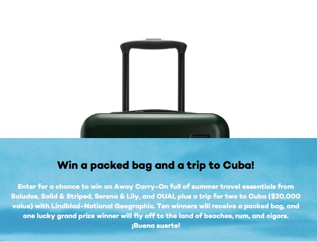 Win a packed bag and a trip to Cuba!