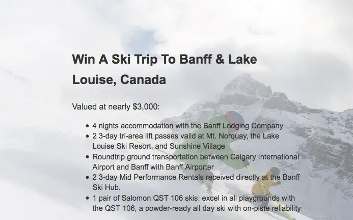 Win a Ski Trip to Banff Canada!