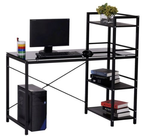 Win the HomCom Modern Office Desk With Storage Shelves