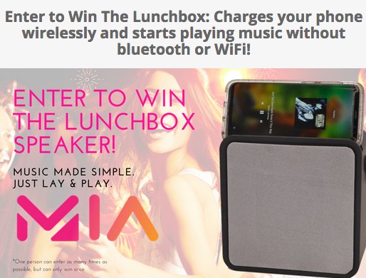 Win the MIA Sound Lunchbox Speaker With Wireless Phone Charger