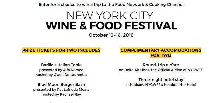 Win a Trip to New York City Wine and Food Festival!