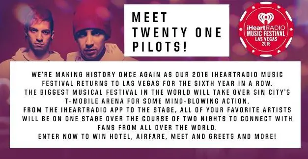 Win a Trip for 2 to Las Vegas and Meet Twenty One Pilots! - Worth $3500!