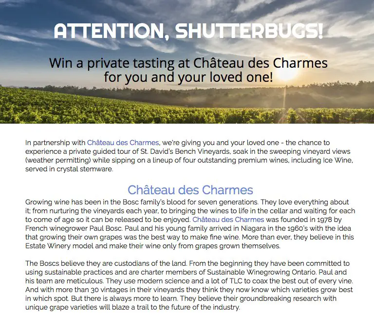 Wine Country Romance Contest