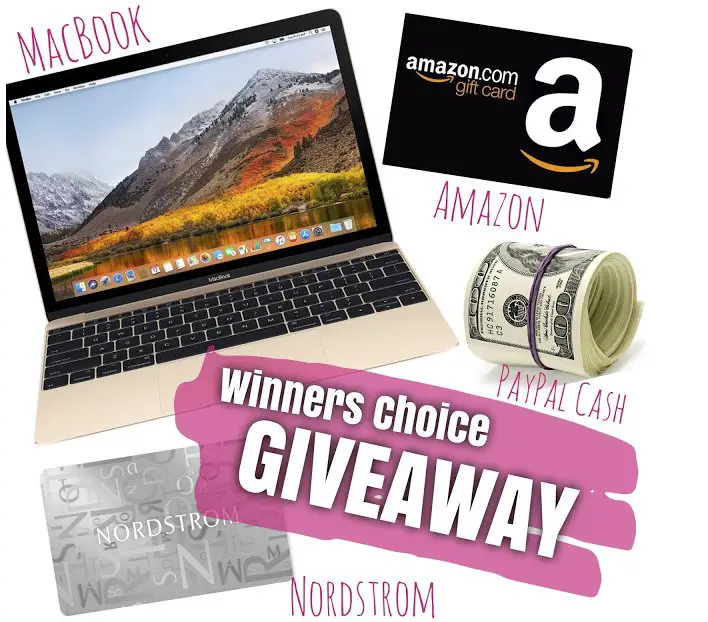 Winner's Choice Giveaway for a Macbook Air, $900 GC, or $800 PP Cash