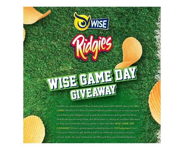 Wise Foods Wise Snacks Game Day Giveaway - Win a $100 Wise Foods Gift Card (100 Winners)