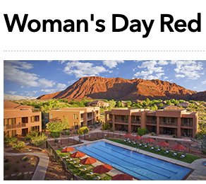 Woman's Day Red Mountain Getaway Sweepstakes