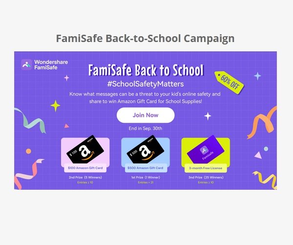 Wondershare FamiSafe Back-to-School Campaign - Win a $500 Gift Card and More