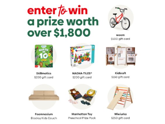 Woom Ultimate Holiday Sweepstakes - Win A $1,800 Holiday Gift Pack Including Gift Cards, Toys & More