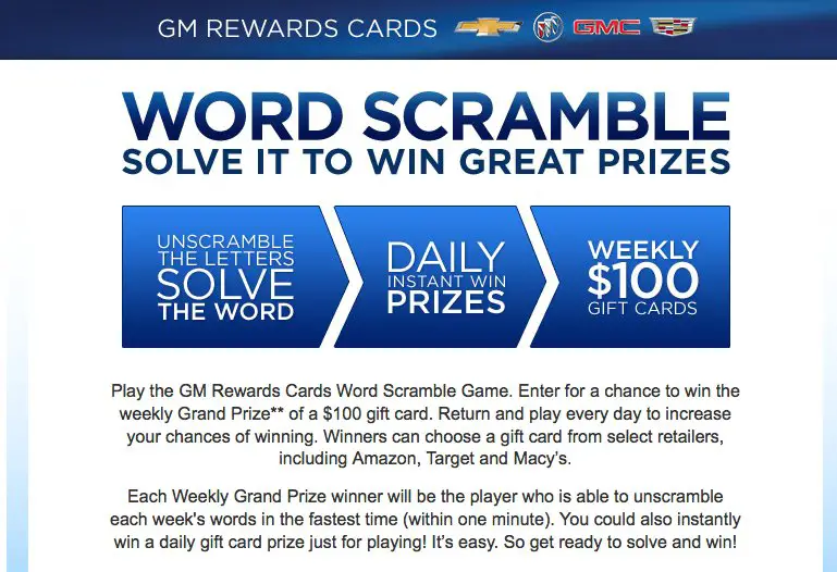 The Word Scramble & Online Game! Gift Cards!