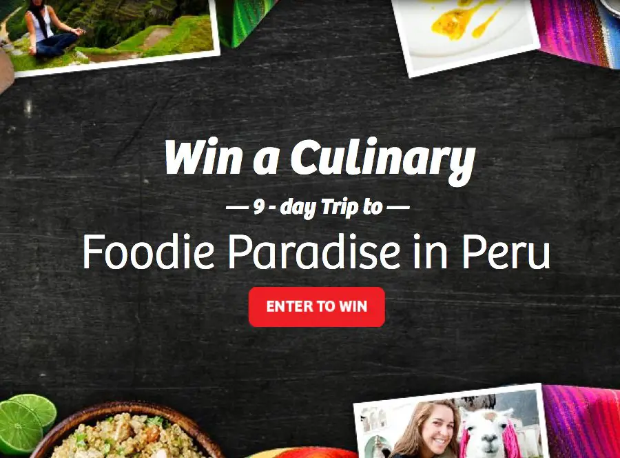 Wow! $11,548 Peru on a Plate Sweepstakes!