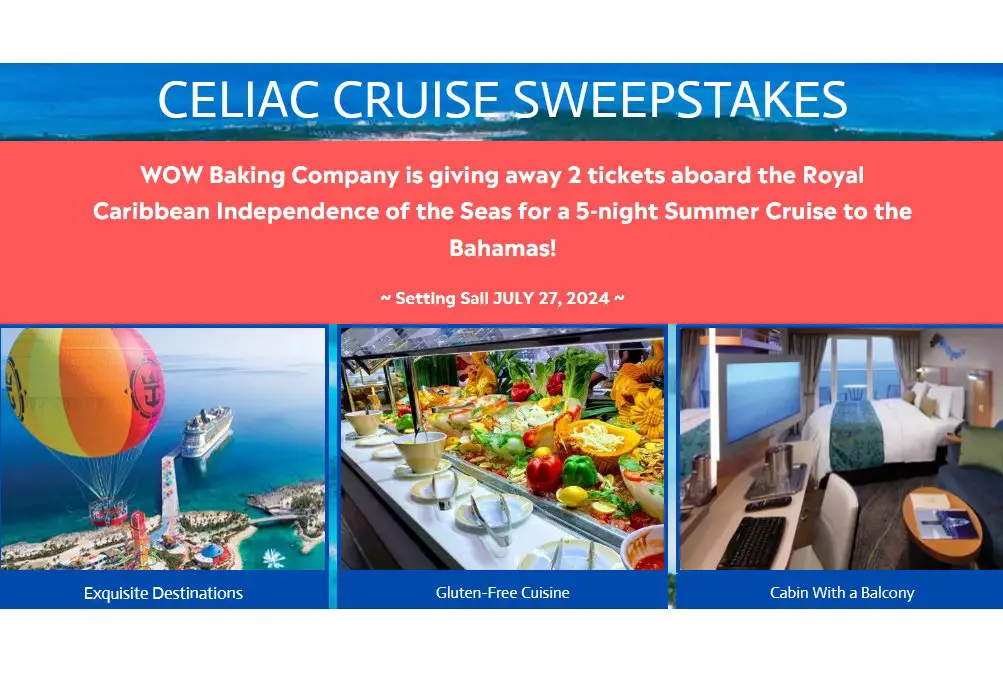 WOW Baking Celiac Cruise Sweepstakes - Win A Caribbean Cruise For Two