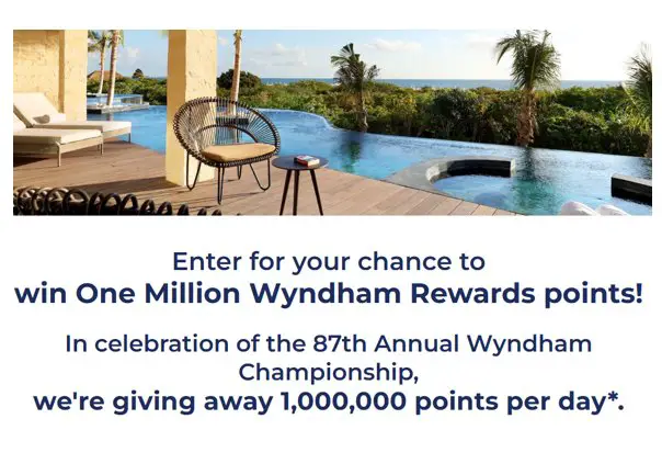 Wyndham Championship Sweepstakes - Win 1 million Wyndham Reward Points For Hotel Stays, Flights & More