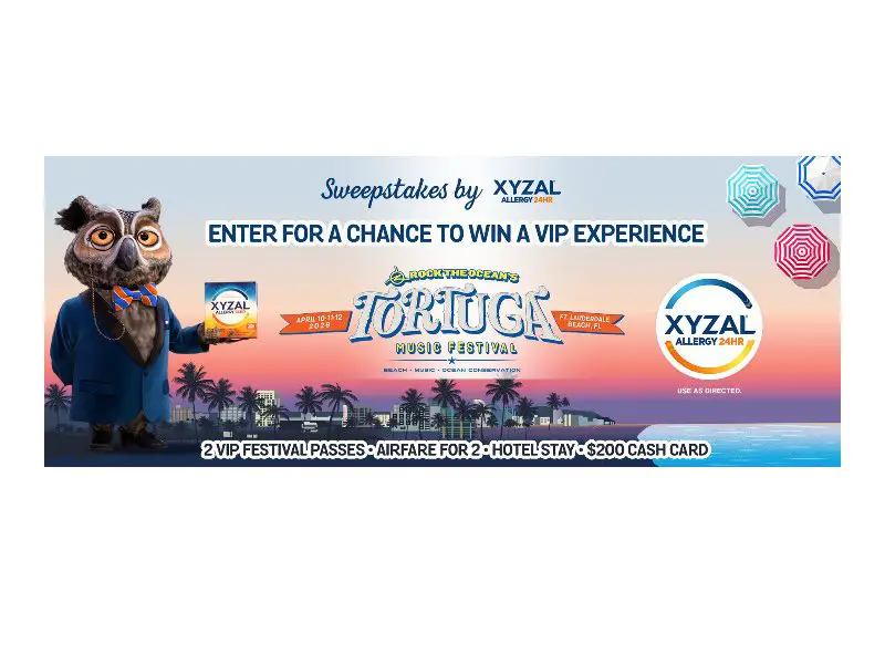 Xyzal Florida Festival 2026 VIP Sweepstakes - Win A Trip For Two To  Rock the Ocean's Tortuga Music Festival