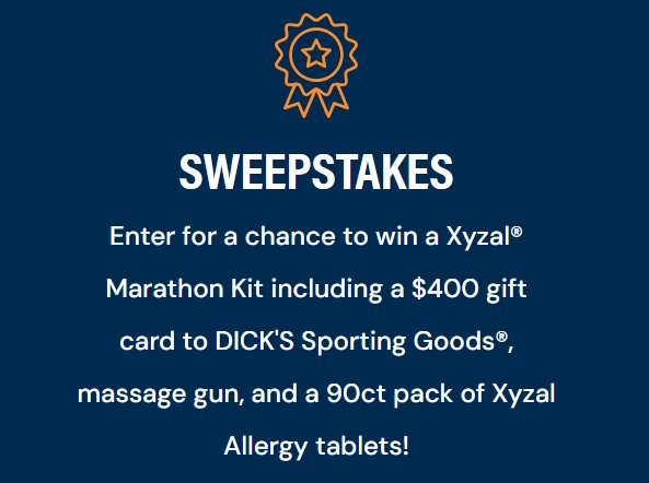 Xyzal Marathon Prize Event Sweepstakes - Win a $770 Xyzal Marathon Race Kit