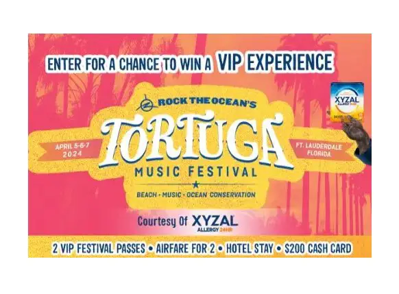 Xyzal Tortuga Sweepstakes – Win A VIP Experience To The Tortuga Music Festival At Ft. Lauderdale Beach