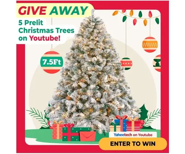 Yaheeshop Giveaway - Win a 7.5ft Pre-Lit Christmas Tree (5 Winners)