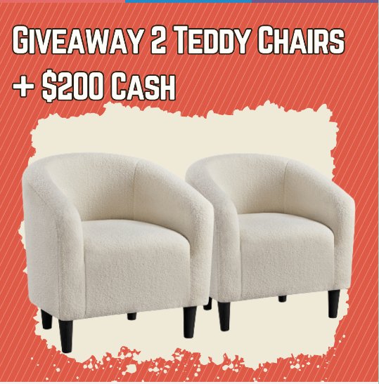 Yaheetech Free Chair Giveaway - Win Teddy Chairs + $200 Cash Prize (2 Winners)