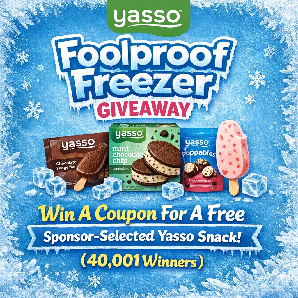 Yasso Foolproof Freezer Giveaway – Win  A Free Yasso Snack (40,001 Winners)