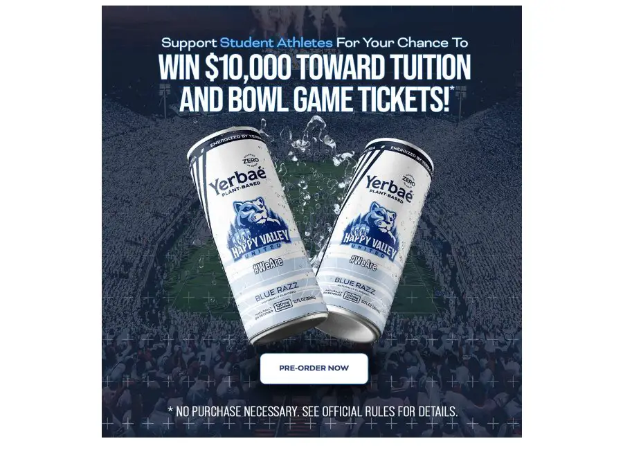 Yerbaé Student Athlete Sweepstakes - Win $10,000 Toward Tuition Or Bowl Game Tickets