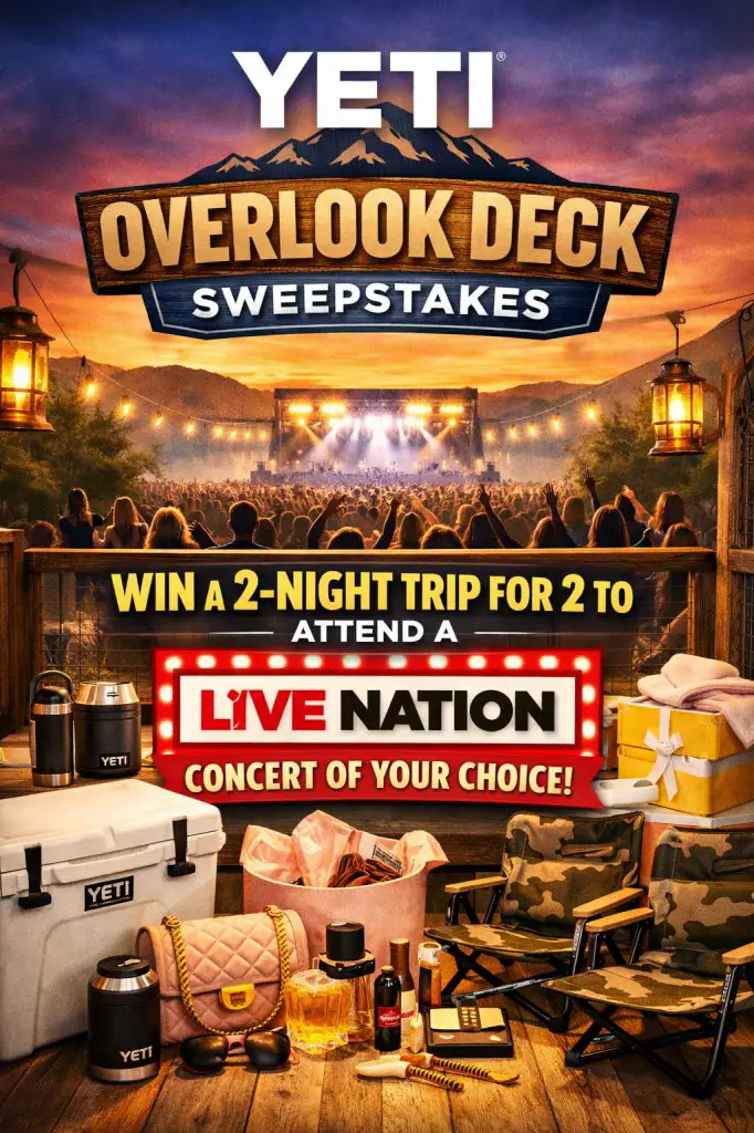 Yeti Overlook Deck Sweepstakes – Win A 2-Night Trip For 2 To Attend A Live Nation Concert Of Your Choice