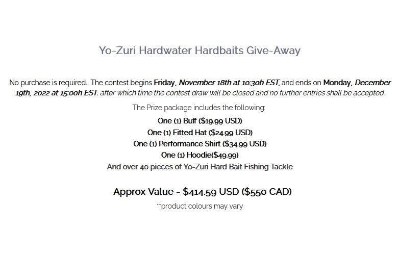 Yo-Zuri Hardwater Hardbaits Giveaway - Win Fishing Gear and Tackle