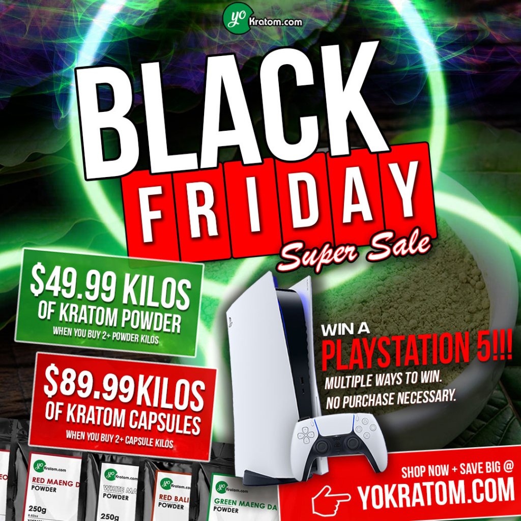 YoKratom.com Black Friday PlayStation 5 Giveaway – Win A Free PlayStation 5 Console  + Prizes For 15 Other Winners (16 Winners)