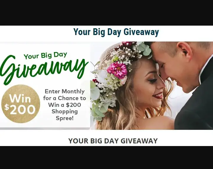 “Your Big Day” $200 Monthly Giveaways – $200 OTC Gift Cards, 12 Winners