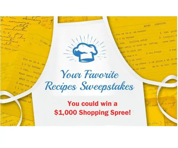 Your Favorite Recipes Sweepstakes - Win a $1,000 Williams Sonoma Gift Card