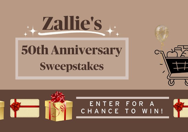 Zallie’s 50th Anniversary Sweepstakes 2023 -  Win $500, $250 & $50 ShopRite Gift Cards