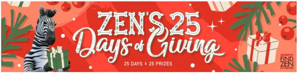 Zebra Pen 25 Days of Giving Sweepstakes - Win School Supplies & More
