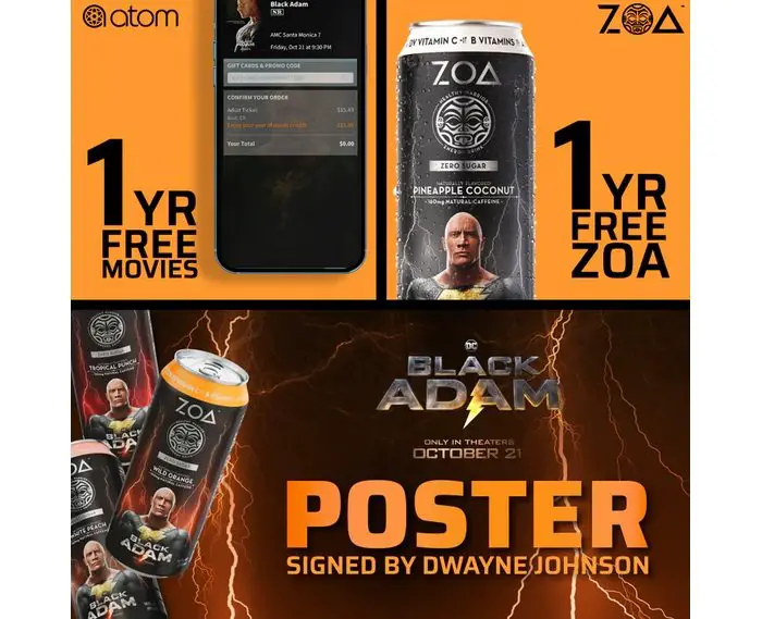 ZOA Black Adam Sweepstakes - Win Gift Cards and Autographed Movie Poster