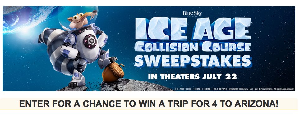 Zoom Away in this $4,999 Blue Sky Ice Age Collision Course Sweepstakes!
